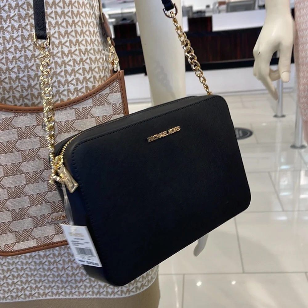 Michael Kors Jet Set Item Large East West Zip Crossbody Leather Black - Picture 16 of 16